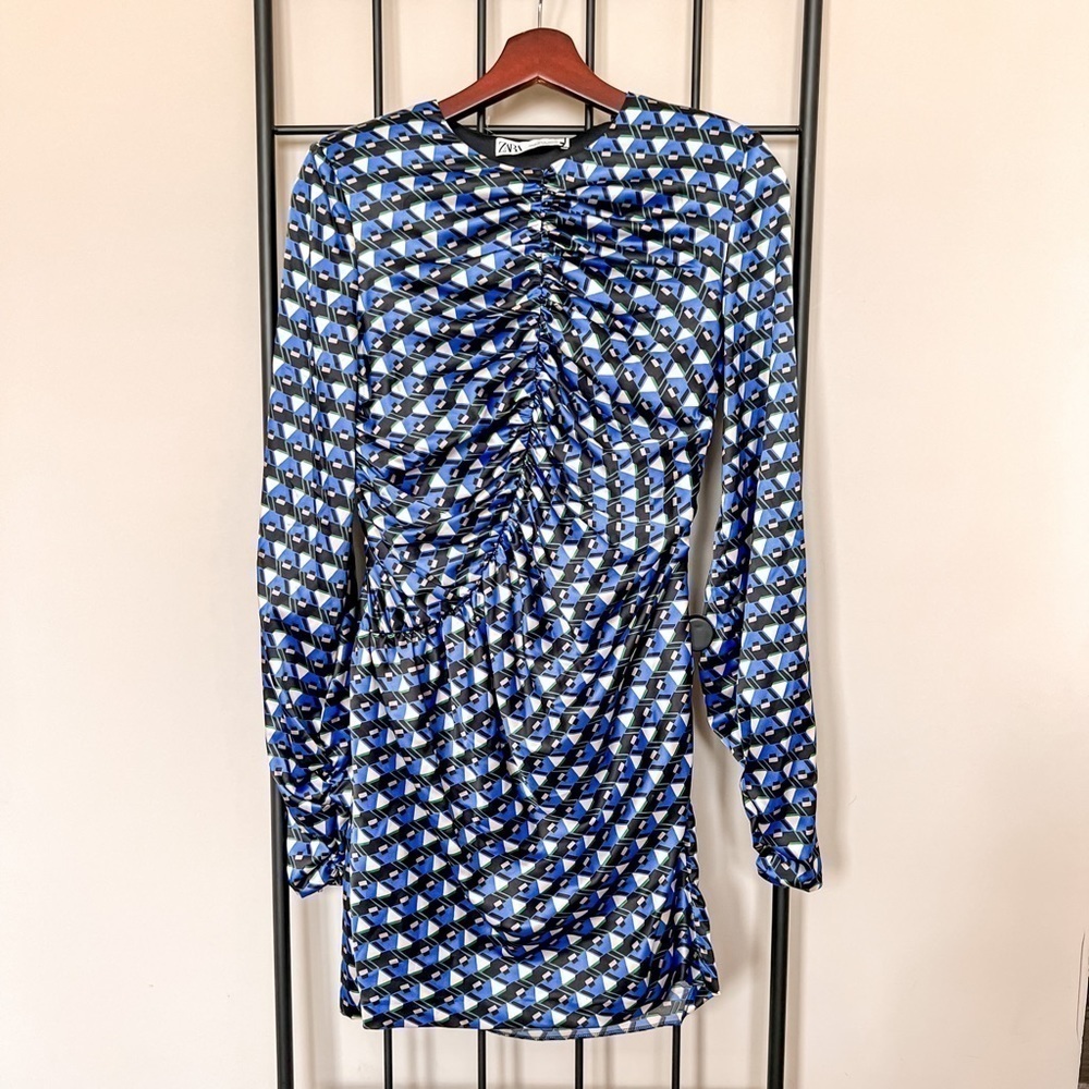 NWT Zara Printed Satin Dress Sz S